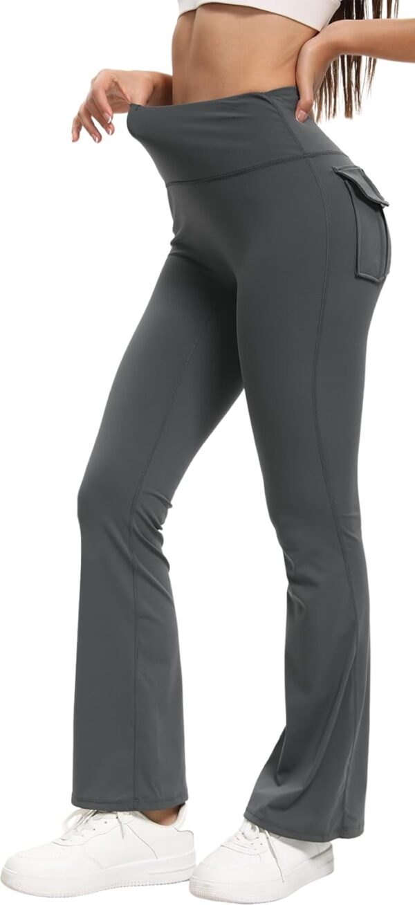 Women Flare Leggings with Pockets High Waisted Butt Lifting No Front Seam Tummy Control Bootcut Yoga Pants for Women