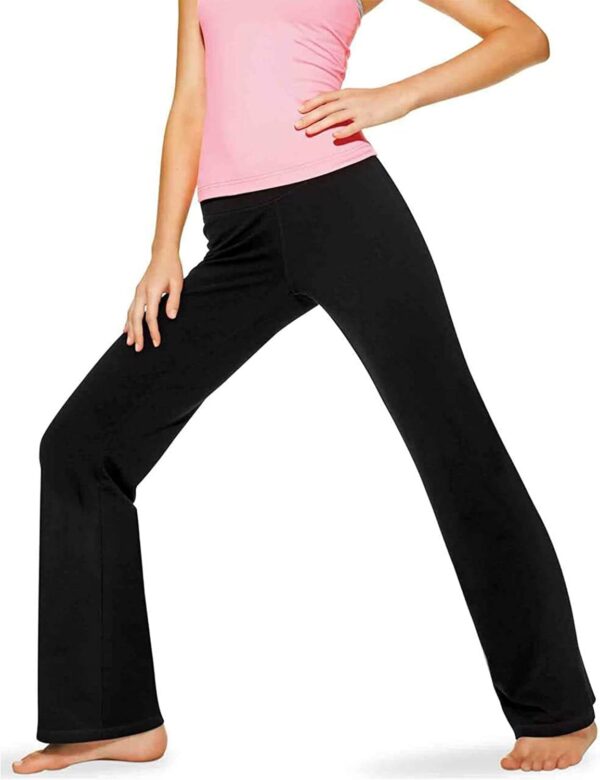 Lounge Yoga Pants Black Flared Cotton Leggings, 2.5” Inseam, Wide Waistband, No Show Coverage, Relaxed Flare Leg