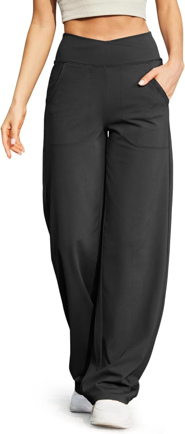 Wide Leg Pants for Women Loose Yoga Pants with Pockets Petite/Regular/Tall Stretch Casual Lounge Pants