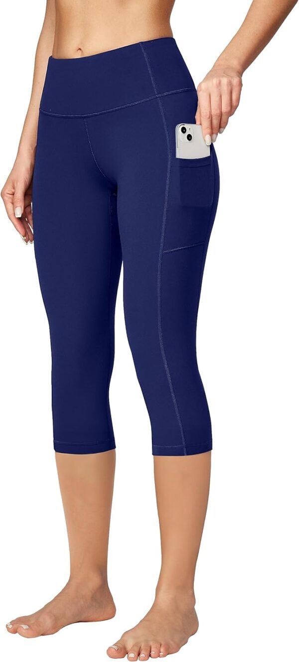 Women Yoga Pants with Pockets Capri Leggings for Women Tummy Control Workout Leggings Compression Capris Pants