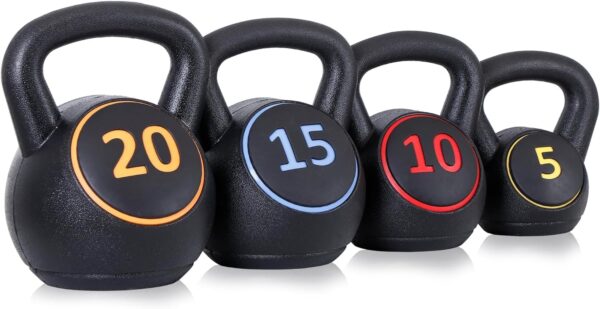 Kettlebell Sets, 50 lb Kettle Bell, Set of 4, From 5, 10, 15 and 20 lbs, Kettlebell Weights for Dumbbel Weights Exercise, Strength Strainging, Home Gym, Full Body Workout Equipment