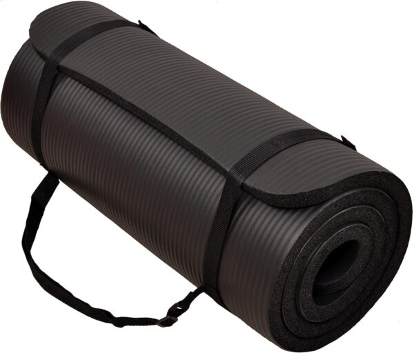 All Purpose 1-Inch Extra Thick High Density Anti-Tear Exercise Yoga Mat with Carrying Strap, Optional Yoga Blocks and Knee Pad