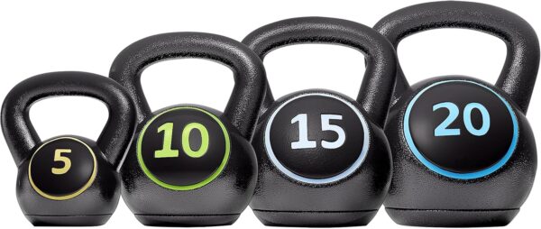 Kettlebell Sets 4 Piece Strength Training KettleBells Weight Set 5lb, 10lb, 15lb, 20lb Kettle Bell for Women & Men for Full Body Workout & Exercise Fitness